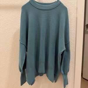 Elegant Teal Cowl Neck Sweater